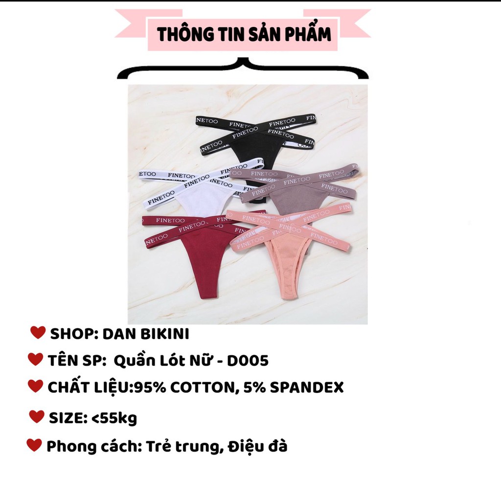 Quần Lót Nữ Lọt Khe ❤️FREESHIP❤️ Quần Lót Cotton Lọt khe phối dây đan chéo viền in chữ gợi cảm quyến rũ mã D005 | BigBuy360 - bigbuy360.vn