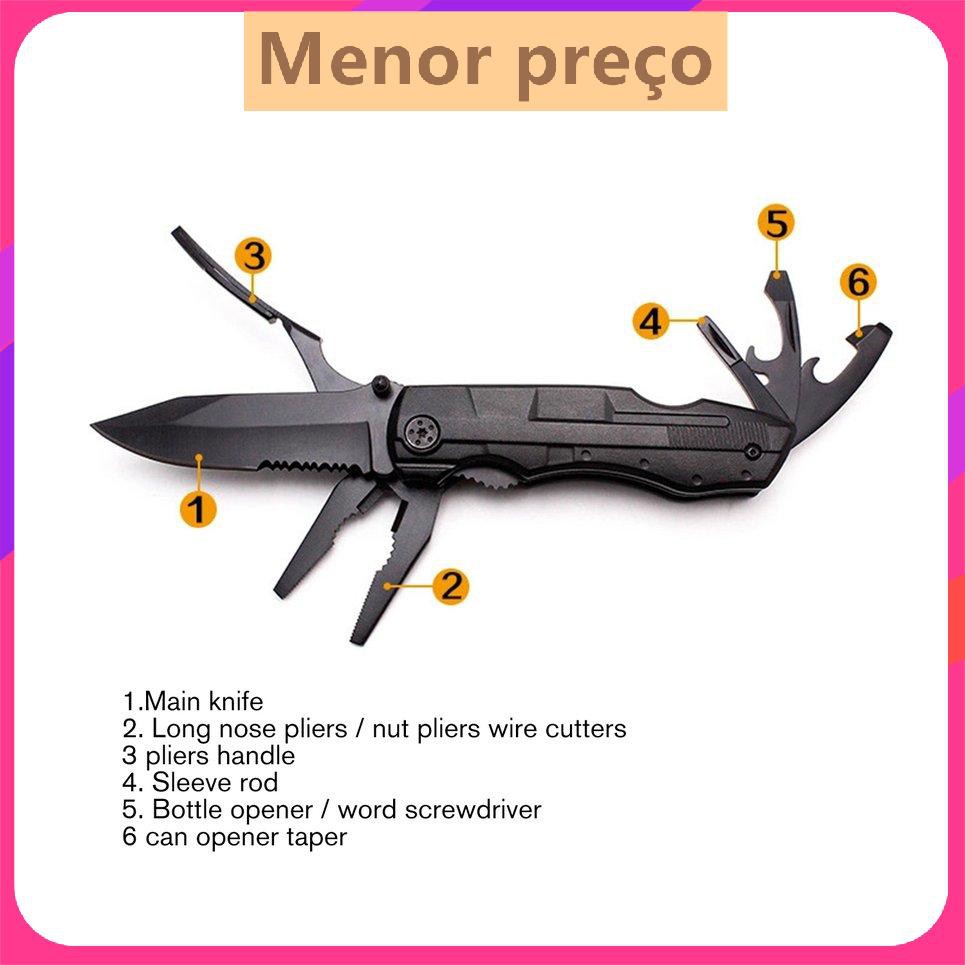 Pocket Multitool Plier Dao có thể gập lại Tuốc nơ vít Bits Dao sinh tồn ngoài trời