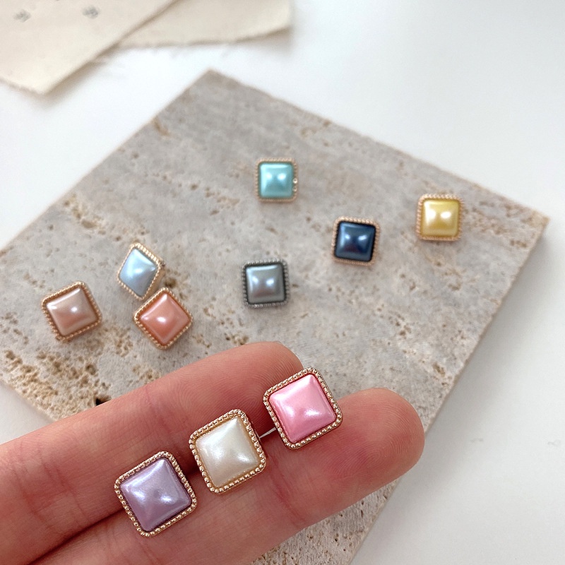 Set 10 Nút Áo Kim Loại Hình Vuông 10mm Màu Trắng Đen Thời Trang