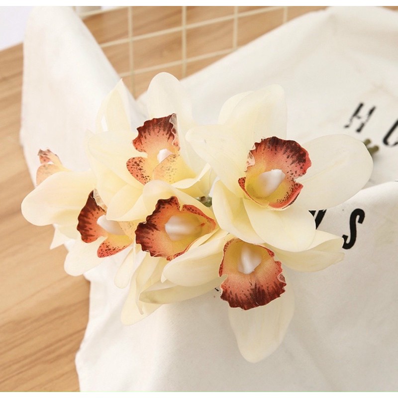 Bó hoa địa lan 3D mô phỏng y như thật trang trí không gian sang trọng, hoa giả decor, hoa cô dâu