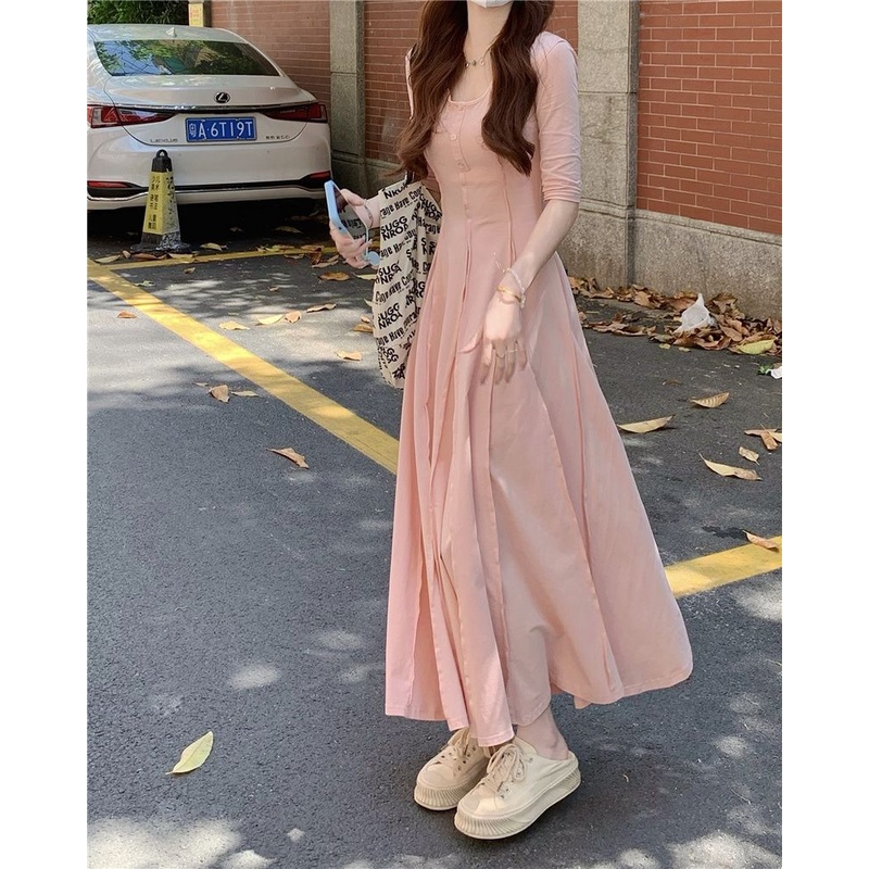 Đầm Dáng Chữ A Màu Hồng Thiết Kế Mỏng Xinh Xắn Thời Trang Dành Cho Nữ