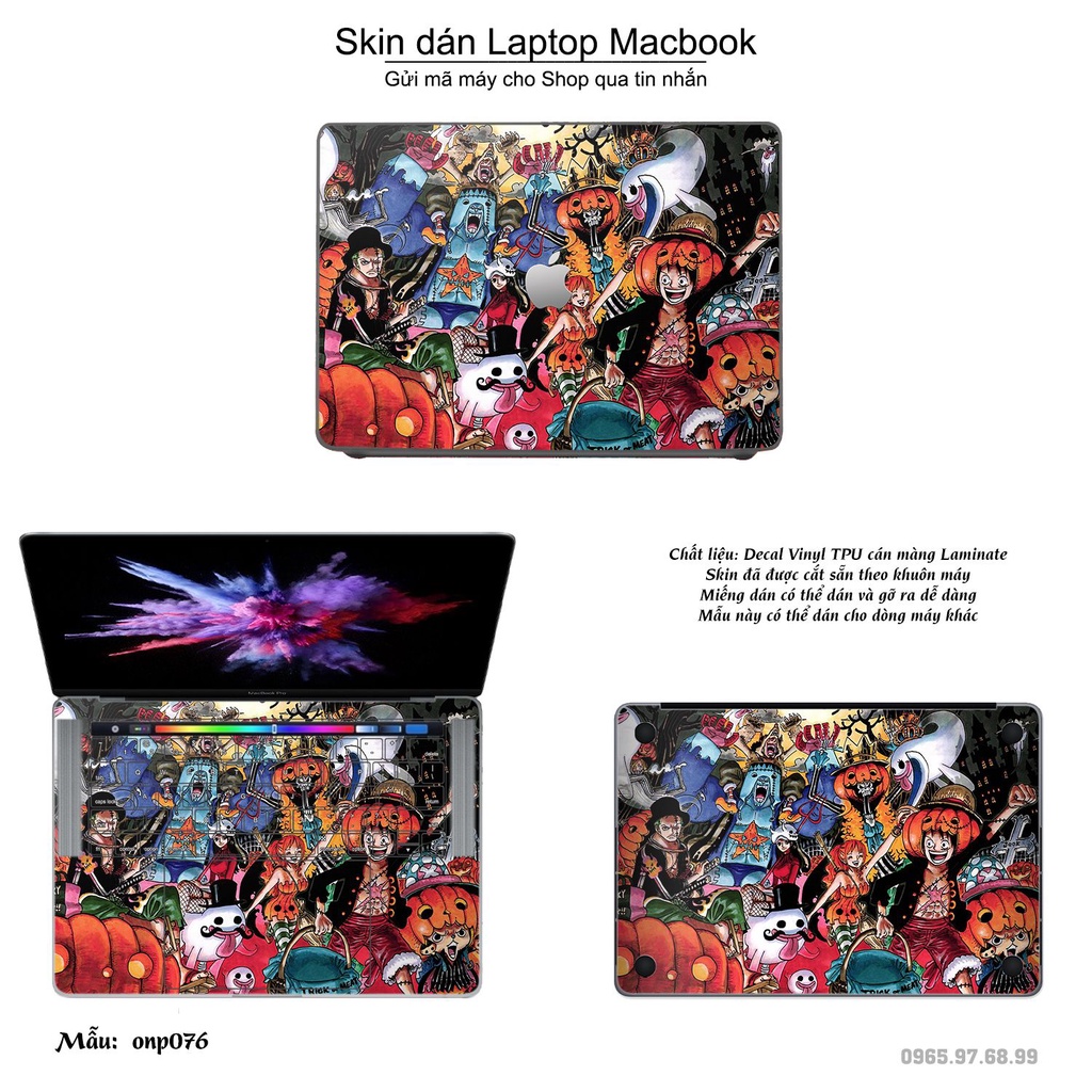 Skin dán Macbook mẫu One Piece (đã cắt sẵn, inbox mã máy cho shop)