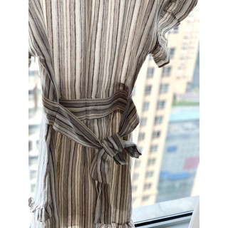 Đầm sọc Linen thắt eo vnxk