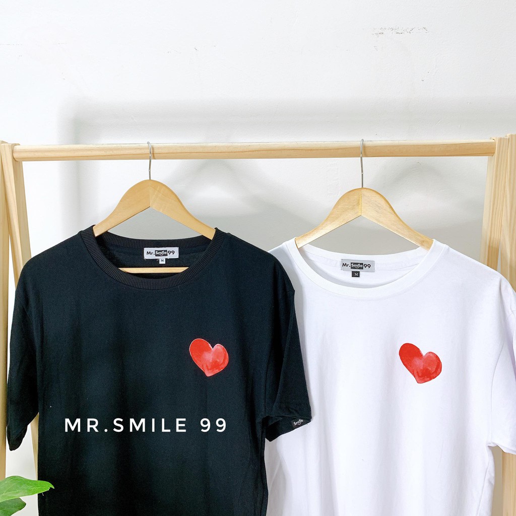 [Hình Thật] Áo Thun Basic Trái Tim Nam Nữ Tay Lỡ Form rộng Unisex Mr.Smile 99 Shop