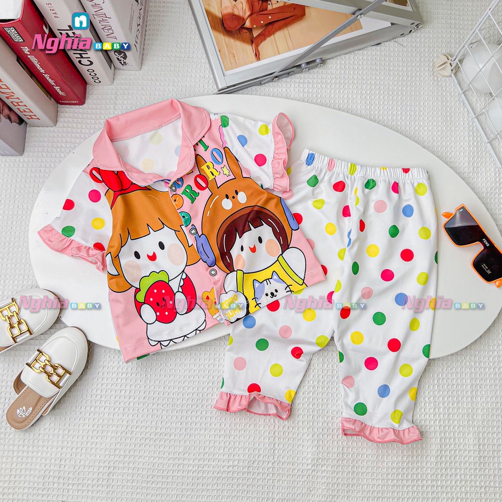 Đồ bộ bé gái quần dài áo ngắn tay NGHĨA BABY dành cho bé