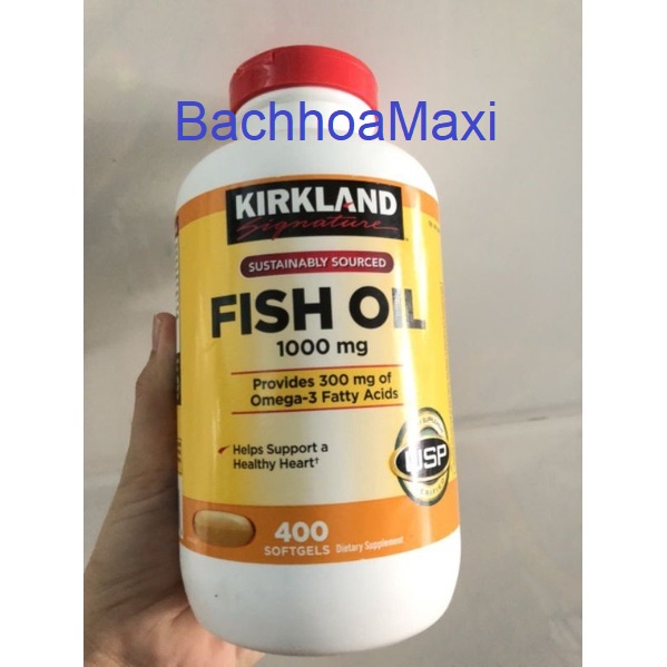 Dầu cá KIRKLAND Omega-3 FISH OIL 1000mg của Mỹ 400 viên🐟🦈