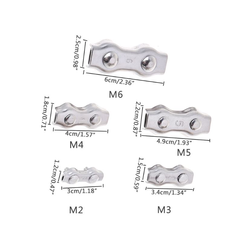 Bộ 2 Kẹp Dây Cáp Bằng Thép Không Gỉ 2mm 3mm
