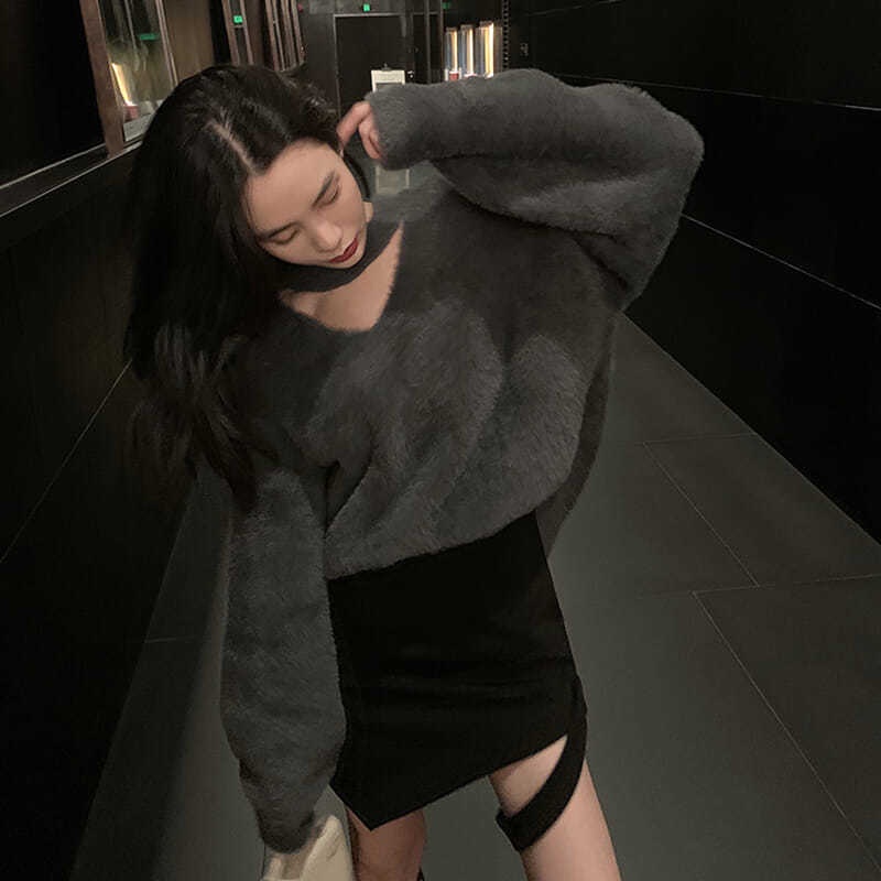 COZOK Áo sweater Tay Dài Dáng Rộng Thời Trang Dễ Phối Đồ