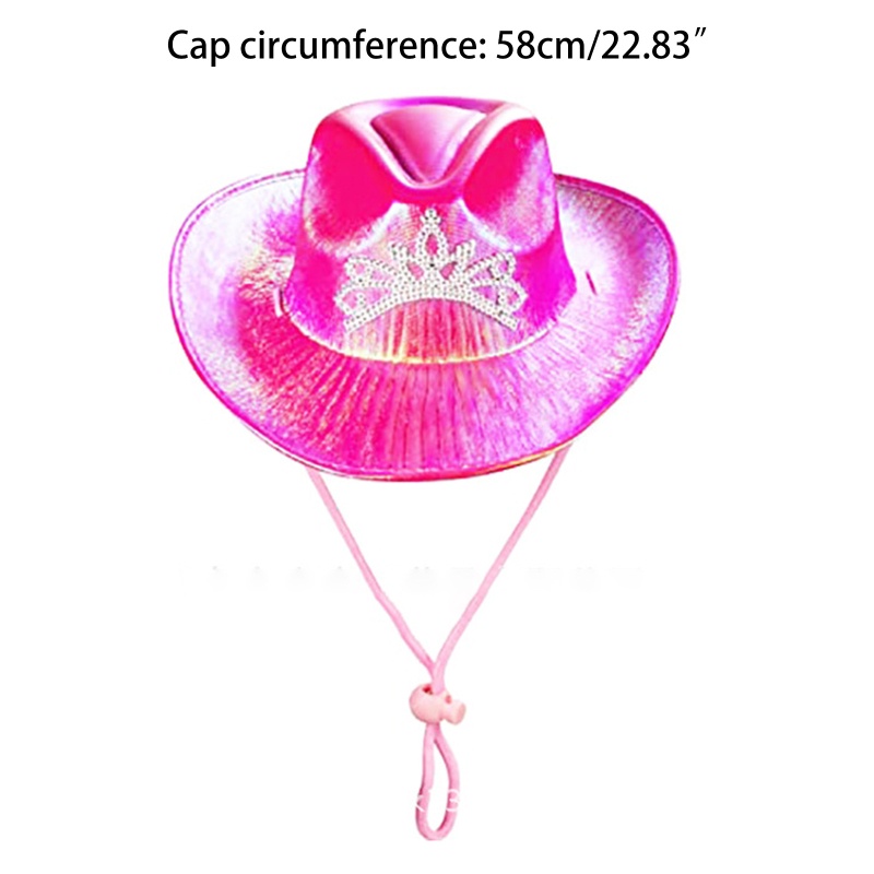 Mũ Cao Bồi Cao Bồi Có Dây Điều Chỉnh Được Màu Hồng Với Vương Miện Cao Bồi Dạ Quang Cho Trang Phục Par