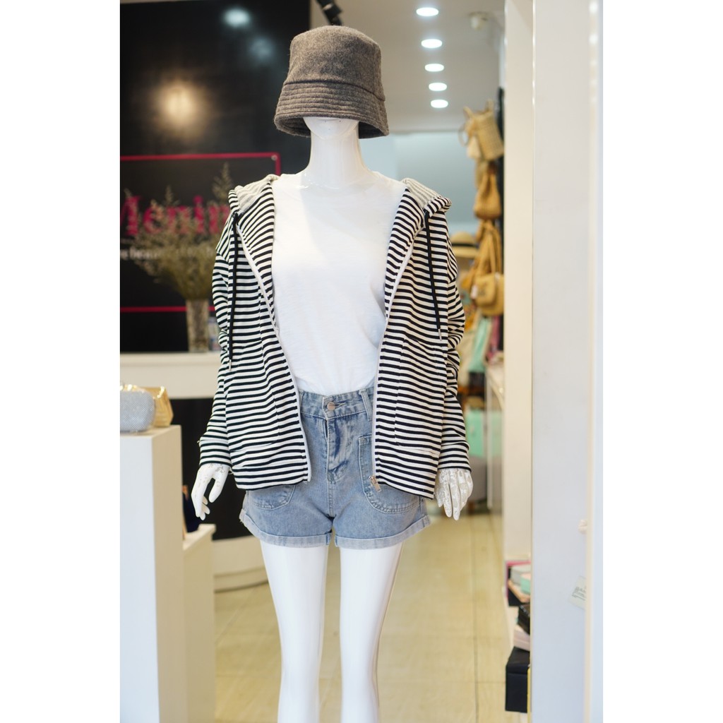 Áo Khoác Thun Menina Sọc 074 Đen | BigBuy360 - bigbuy360.vn