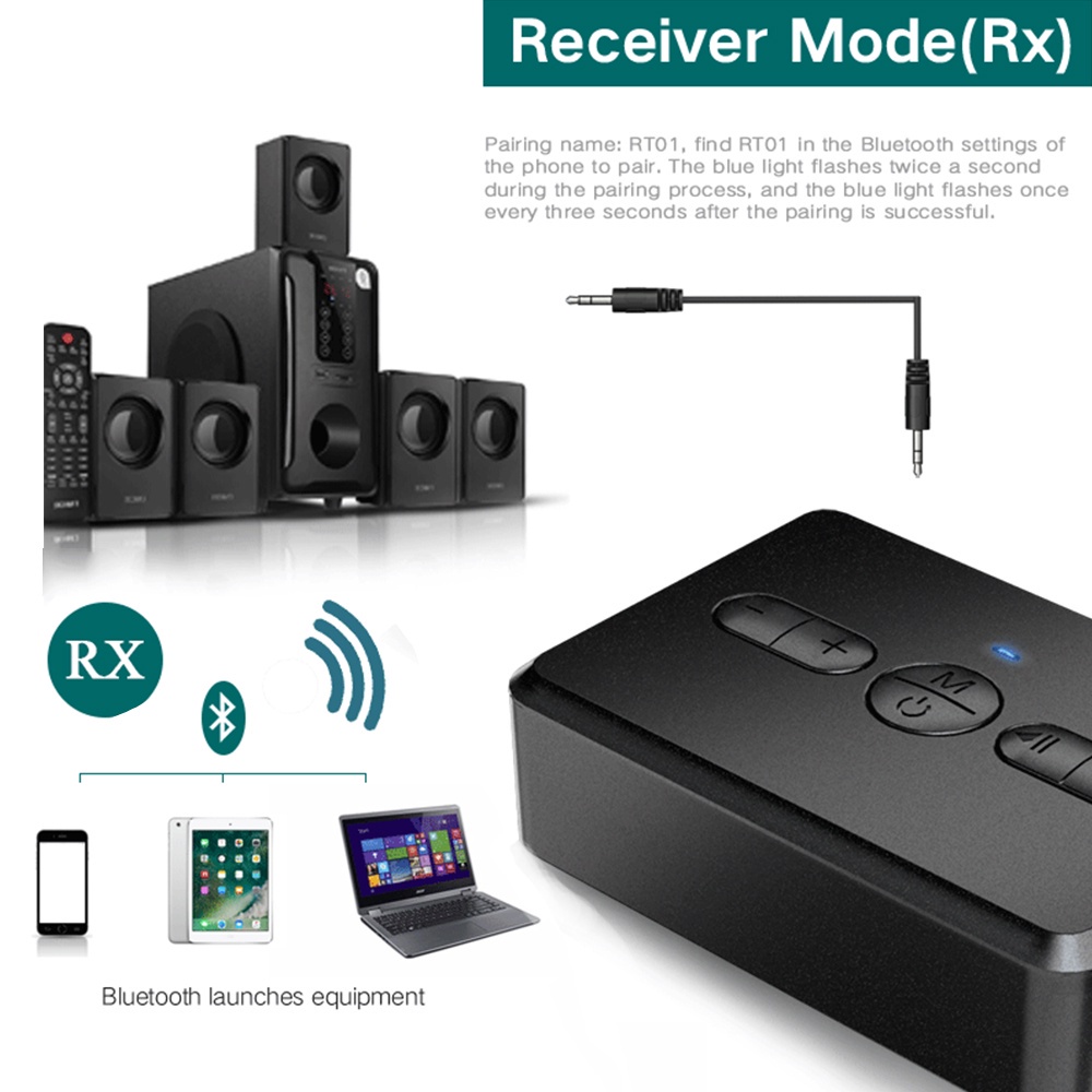 Bộ Thiết Bị Thu Phát Âm Thanh Bluetooth 5.0 2 Trong 1 RCA 3.5mm AUX Không Dây Có Mic Cho Điện Thoại / Máy Tính / Loa Xe Hơi