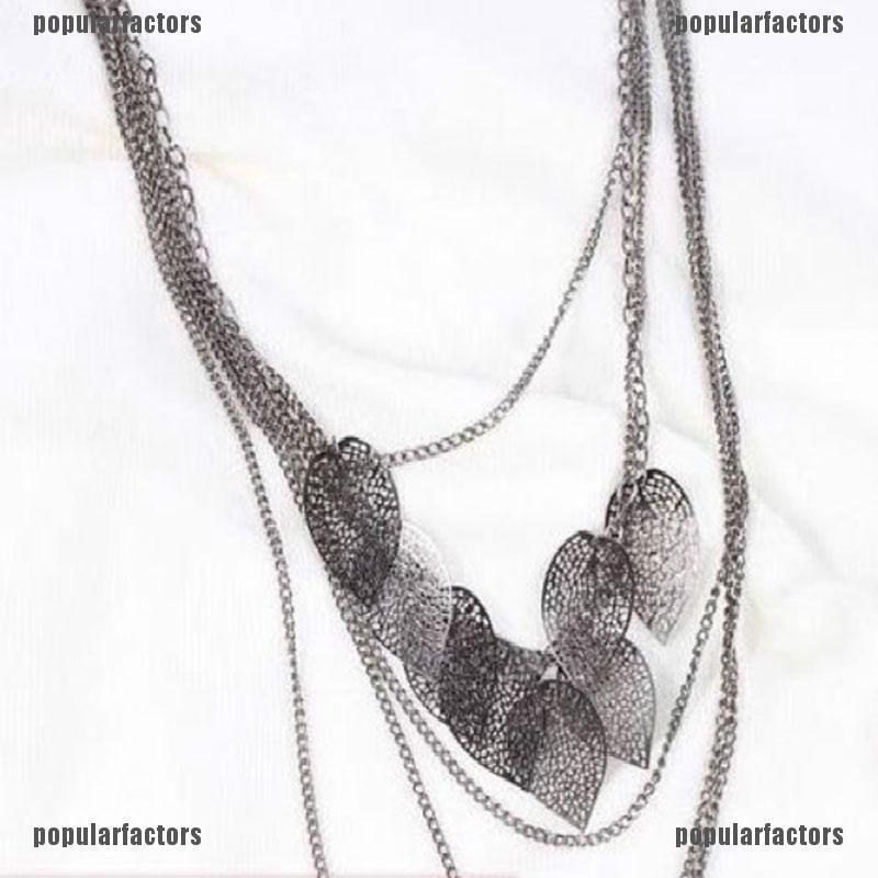 Dây Chuyền Nhiều Lớp Hình Chiếc Lá Phong Cách retro Thời Trang