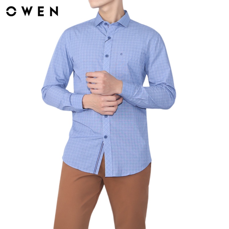Áo sơ mi dài tay nam Owen Bamboo Regular Fit Xanh - AR20623DT