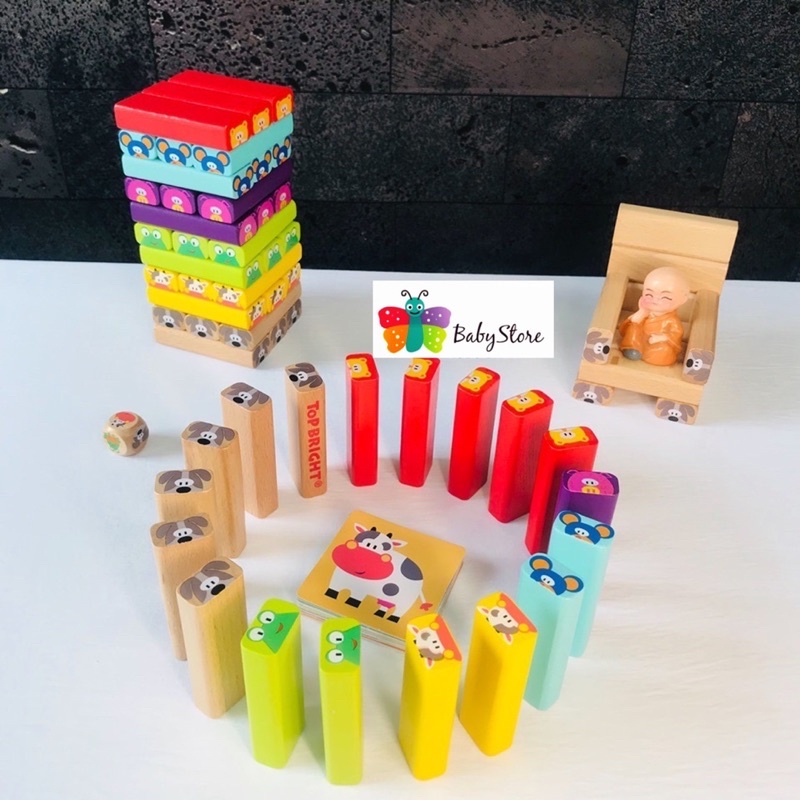 Thanh Rút Gỗ To Right Đa năng cho bé - Tặng bộ hình thẻ và hộp xí ngầu