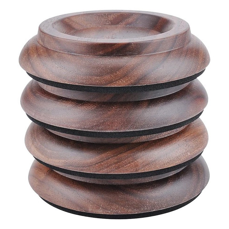 4Pcs Piano Caster Cups Walnut Wood Upright Piano Cups Foot Pads Floor Protectors with EVA Non-Slip Anti-Noise Foam