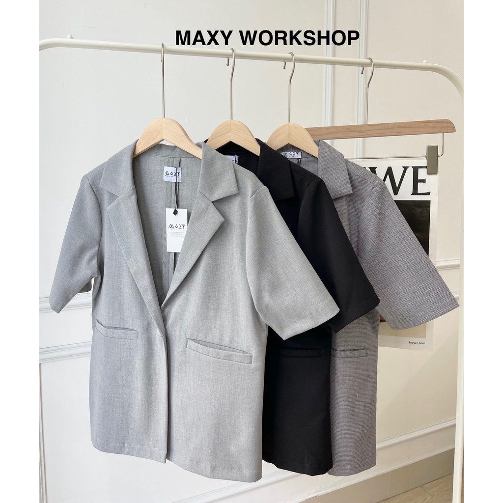 Áo blazer nữ ngắn tay có túi Trendy short blazer Maxy Workshop