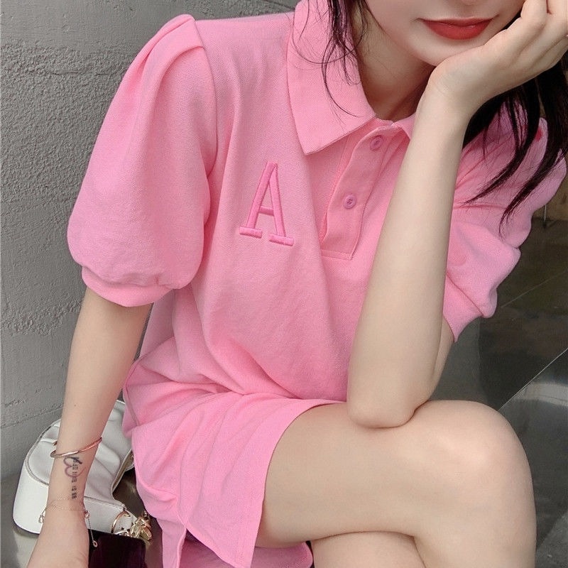 Áo Thun Tay Phồng Ngắn Dáng Rộng Thời Trang Mùa Hè Phong Cách Pháp Cho Nữ