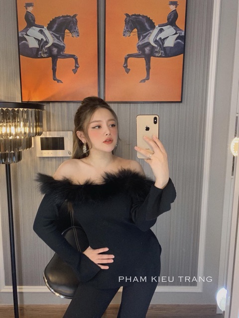 Áo Len Trễ Vai Lông