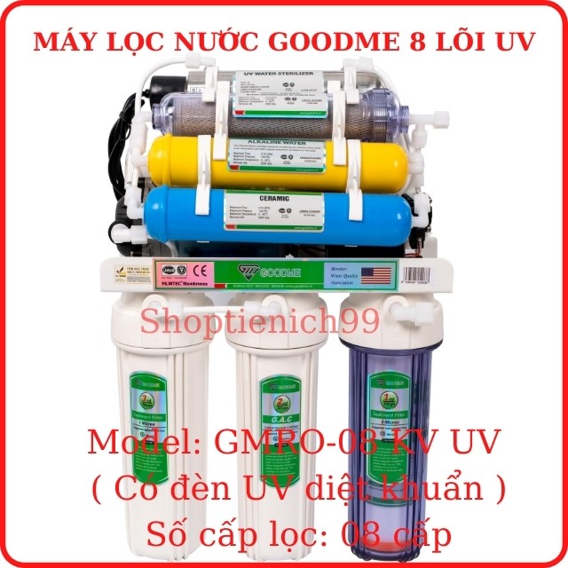 [CHÍNH HÃNG–CHECK TEM VÀ MÃ VẠCH]Máy Lọc Nước Cao Cấp Goodme 6-7-8 Cấp Lọc Có Đèn UV Diệt Khuẩn Loại Bỏ Hết Asen, Amip