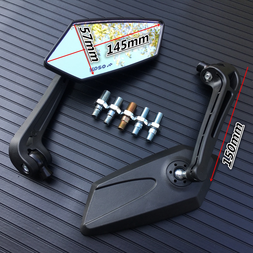 Gương chiếu hậu màu đen cho xe mô tô Honda Suzuki Yamaha Kawasaki Ducati 8mm 10mm
