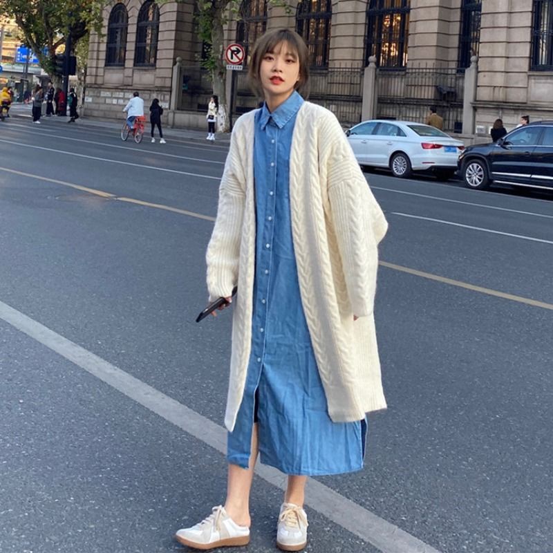 Áo Khoác Len Dáng Rộng Phong Cách Retro Thời Trang Cho Nữ