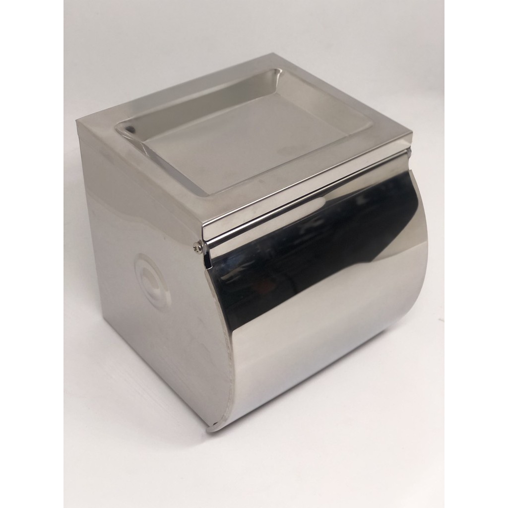 Hộp đựng giấy vệ sinh KAGAWA Inox 304 có chỗ để điện thoại chờ,loại kín che chắn nước cao cấp