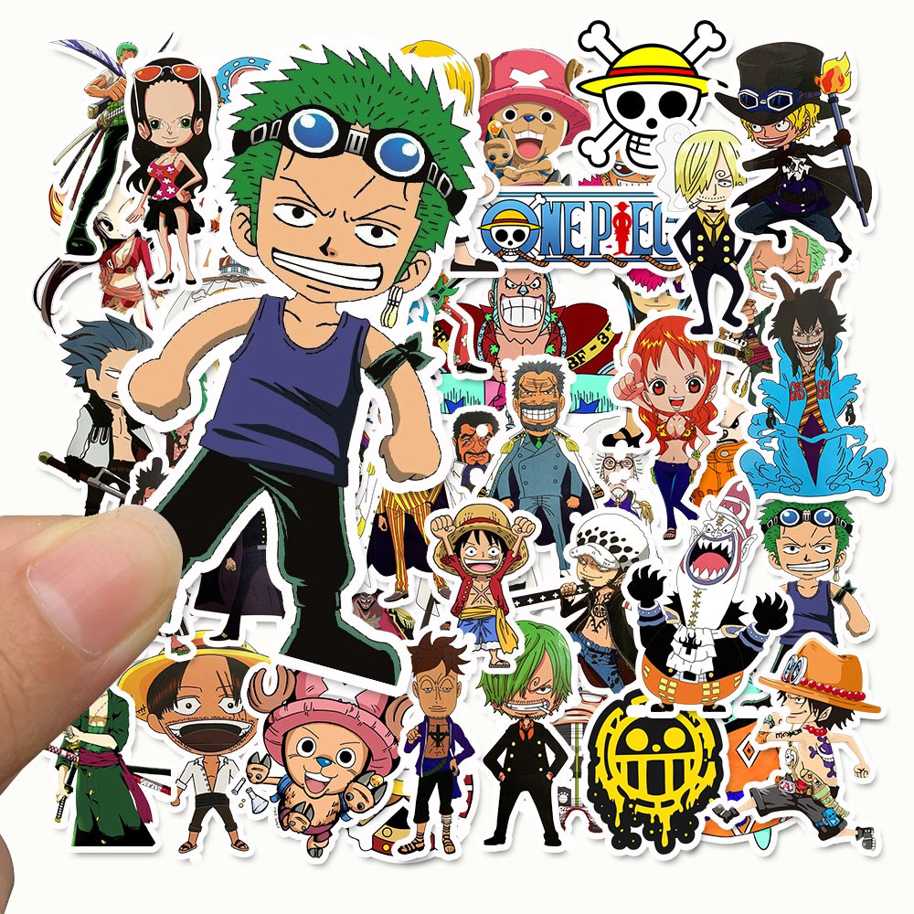 Bộ 50 miếng dán chống thấm nước in họa tiết nhân vật hoạt hình One Piece