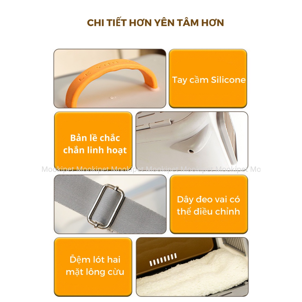 Lồng vận chuyển chó mèo dây đeo chéo thiết bị đo nhiệt độ Mookipet