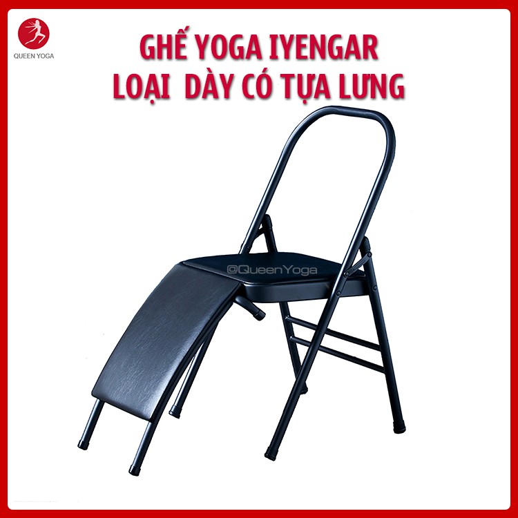 Ghế Tập Yoga Chuyên Dụng - Ghế Gấp Iyengar Đa Năng Có Cầu Đỡ Tựa Lưng Loại Dày Chắc Chắn Queen Yoga