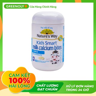 Nature's Way Viên Nhai Bổ Sung DHA Cho Trẻ Kids Smart Milk Calcium Bites DHA 60 Viên