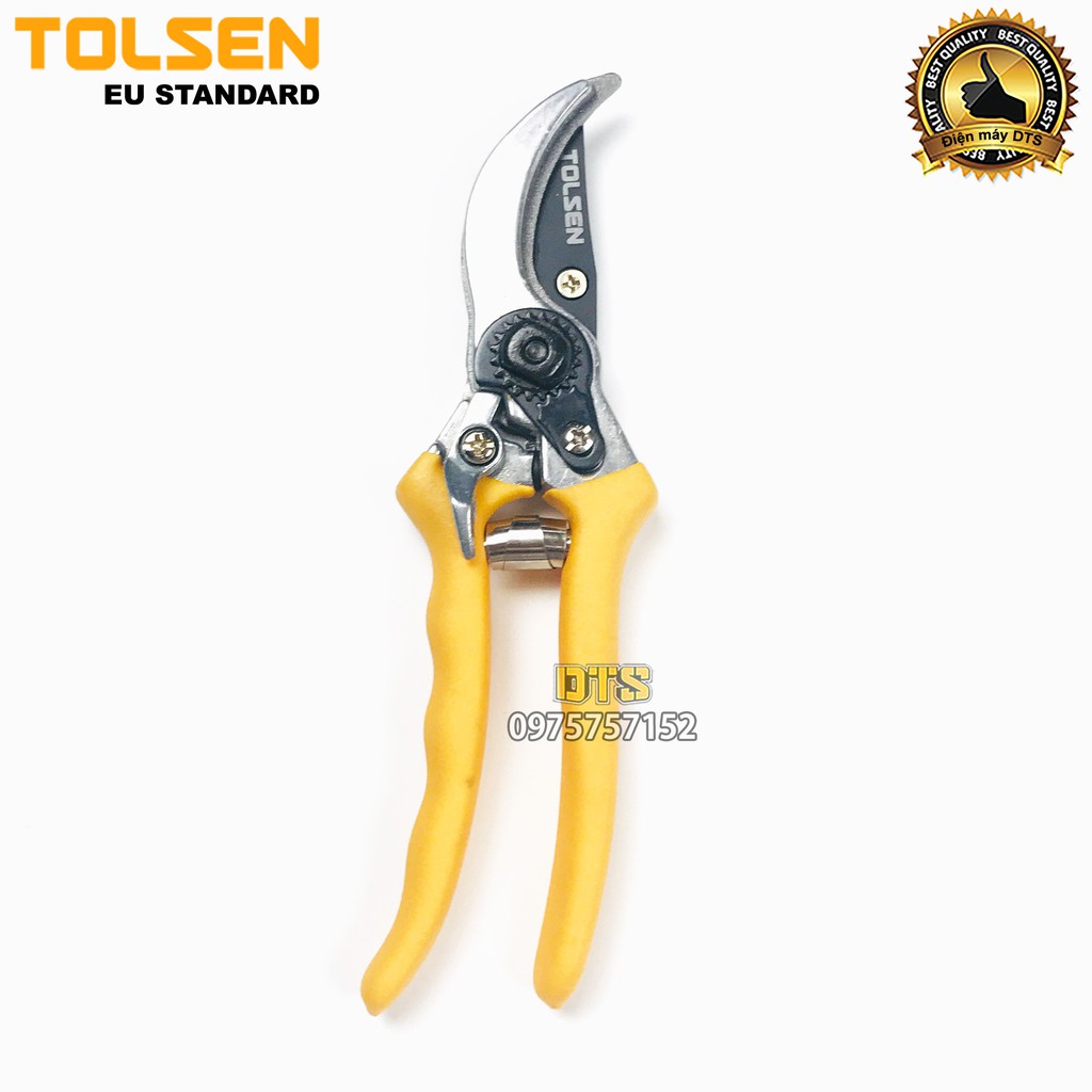 Kéo cắt cành trợ lực công nghiệp TOLSEN 200mm, lưỡi thép SK5 siêu sắc, kéo làm vườn chuyên nghiệp - Tiêu chuẩn Châu Âu