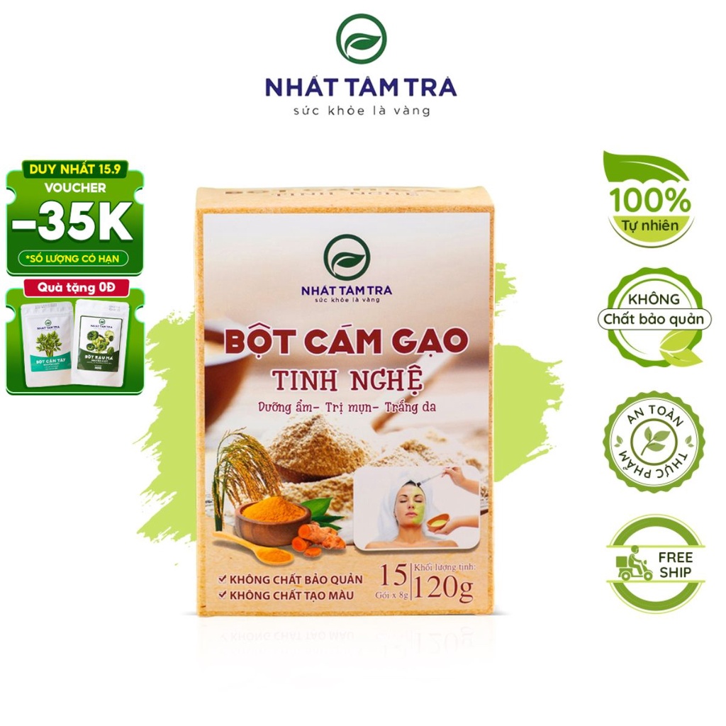 Bột cám gạo tinh nghệ giúp dưỡng ẩm ngừa mụn làm sáng da Nhất Tâm Trà