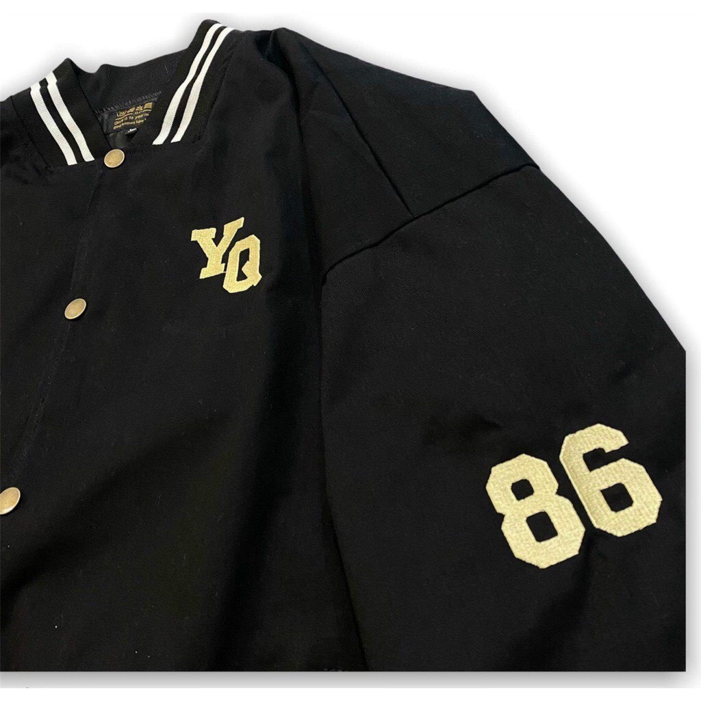 Áo Bomber Nam Nữ Unisex - Áo Khoác Bóng Chày Ulzzang Thêu YQ - 2 lớp dày dặn - Chất Kaki Cúc Bấm - Trẻ Trung Năng Động