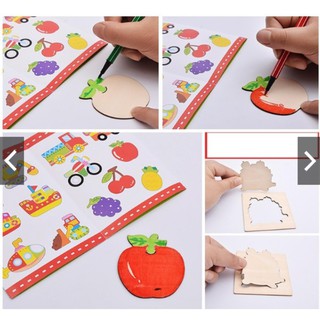 ❣️FREESHIP❣️ Combo 5 Bộ đồ chơi vẽ gỗ (TẶNG BÚT DẠ)