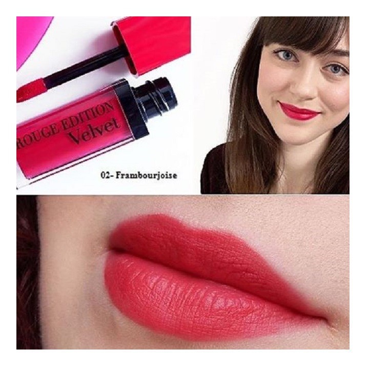 Son kem lì Bourjois Rouge Edition Velvet Lipstick #02 Frambourjoise - màu đỏ mẫu đơn