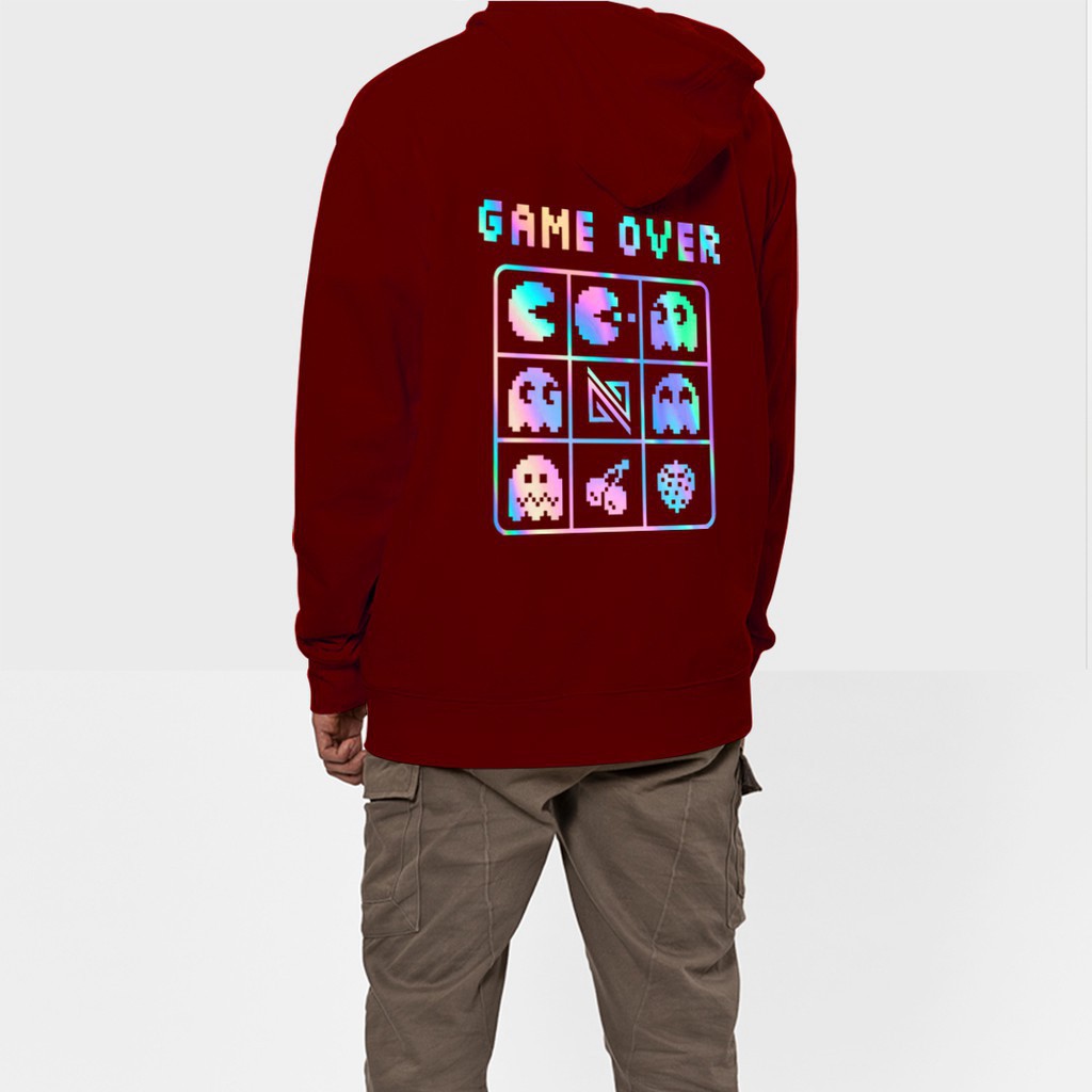 [GIÁ SỐC] Áo Khoác Nỉ Hoodie Phản Quang Game Over Áo Nỉ Dài Tay Unisex Nam Nữ Freesize Dưới 65 Kg