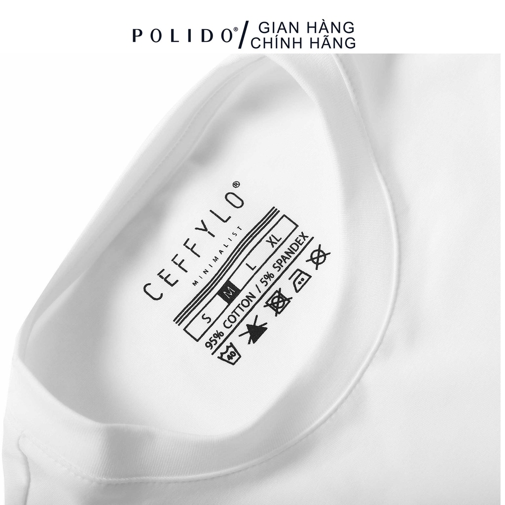 Áo Phông Cộc Tay Nam CEFFYLO Màu Trắng Chất Cotton Phong Cách Basic