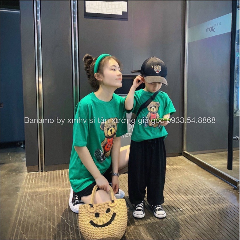 Áo thun đồng phục gia đình áo phông hình gấu xinh xỉu thời trang Banamo Fashion 3115