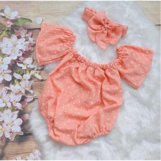 Body bẹt vai chấm bi cam 6-14kg (inbox trc khi đặt)