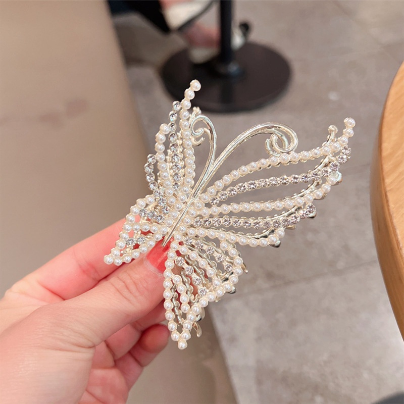 Kẹp Tóc Càng Cua Rỗng Dày Không Trơn Họa Tiết Bướm