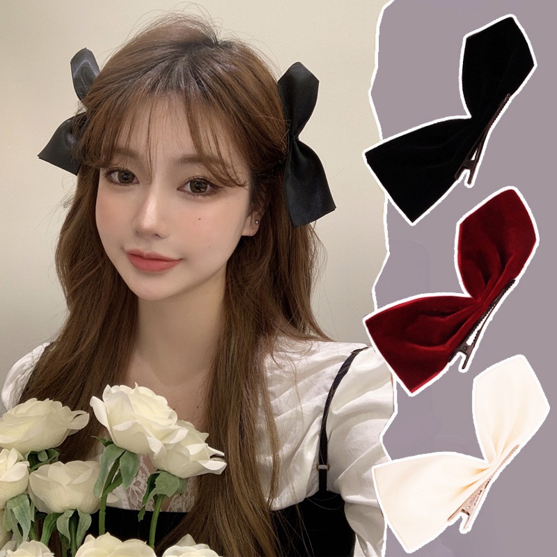 Kẹp Tóc Nơ Ruy Băng Phối Ren Thời Trang Cho Nữ