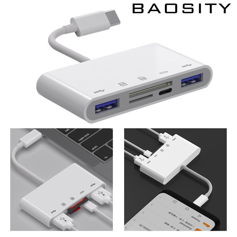 [BAOSITY]5 in 1 Type-C Hub Adapter USB3.0 Multi Charging Port Card Reader For MacBook