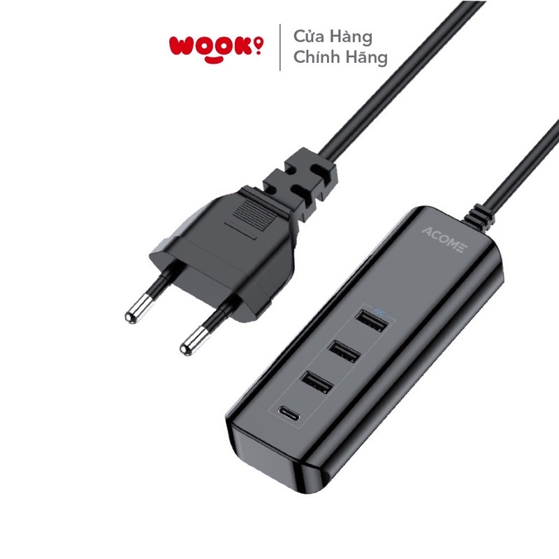 Ổ Cắm Sạc Hỗ Trợ Sạc Nhanh Acome AC20 Kiểu Dáng Nhỏ Gọn 4 Cổng Sạc USB-A Type C Tương Thích Thiết Bị Android IOS