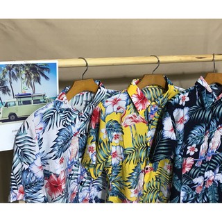 Áo sơ mi đi biển mềm mát - Chim hạc, Bông hoa dăm bụt - ĐỦ SIZE S, M, L, XL, XXL