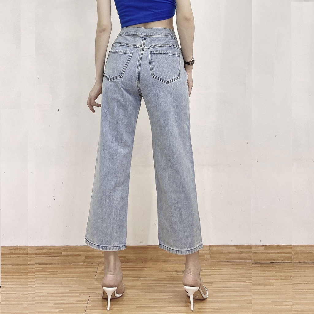 Quần baggy jean nữ cao cấp, lưng cao,màu xanh , quần jean nữ  LB278 Shop SaigonMen