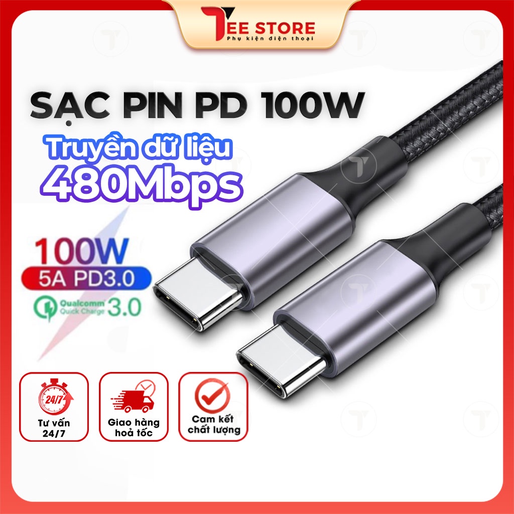 Dây sạc 100w Type-C, cáp sạc 100w C to C - DS100w