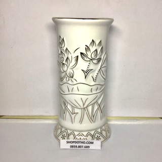 Lọ Hoa Thờ/ Ống Cắm Nhang Men Ngọc Trắng Cao Cấp