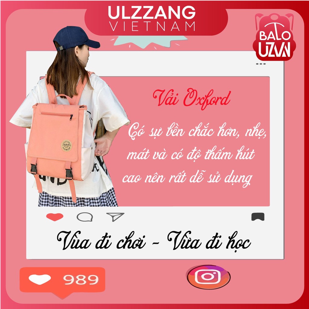 Balo nữ đi học thiết kế basic cho học sinh sinh viên thời trang Ulzzang Hàn Quốc