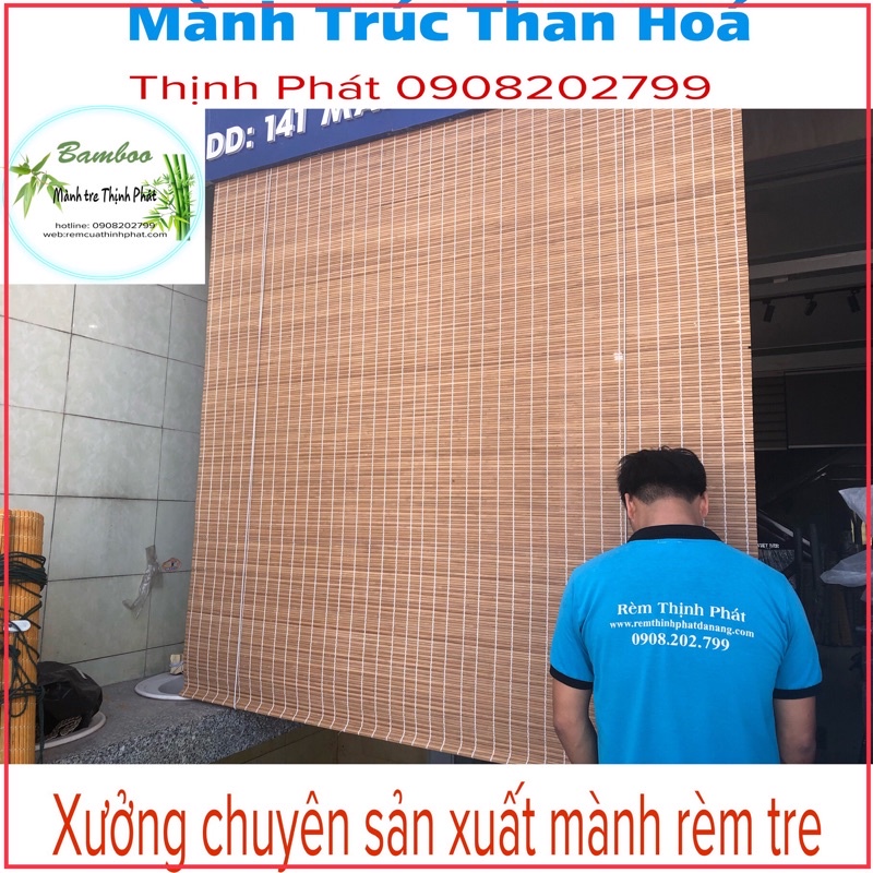 Rèm cuốn tre chống nắng cửa sổ mành tre Than Hoá mầu Nâu, mành tre ngoài trời. Mành rèm tre che nắng [ Nhiều Kích Thước]