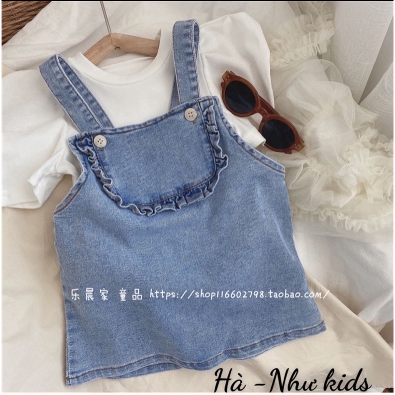 Set áo tay bồng kèm váy yếm HN kids